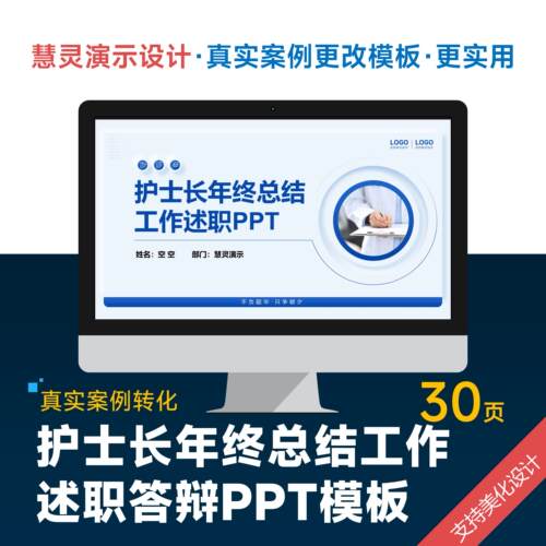 护士长年终总结工作述职PPT模板设计美化排版润色制作