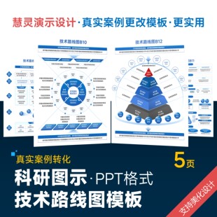 科研图示技术路线图PPT模板素材设计美化排版润色