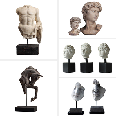 树脂北欧玄关人物半身像马头雕塑