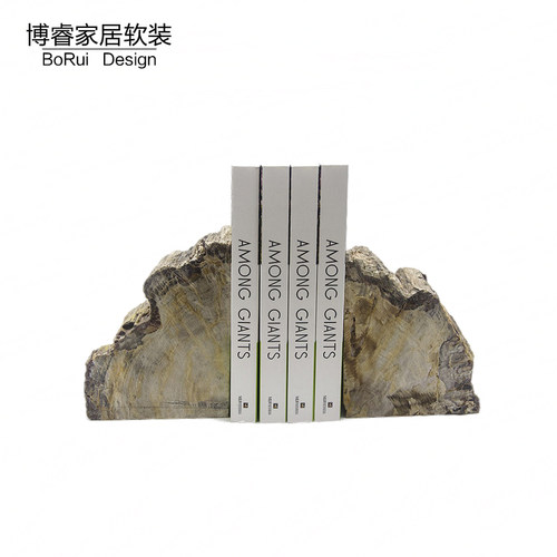 天然木化石书档客厅书立简约现代