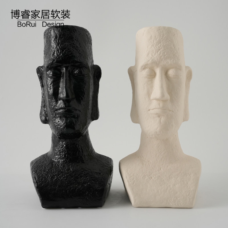 陶瓷摆件北欧复活节岛人物雕塑