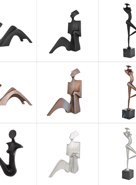 现代简约客厅玄关金属人物摆件