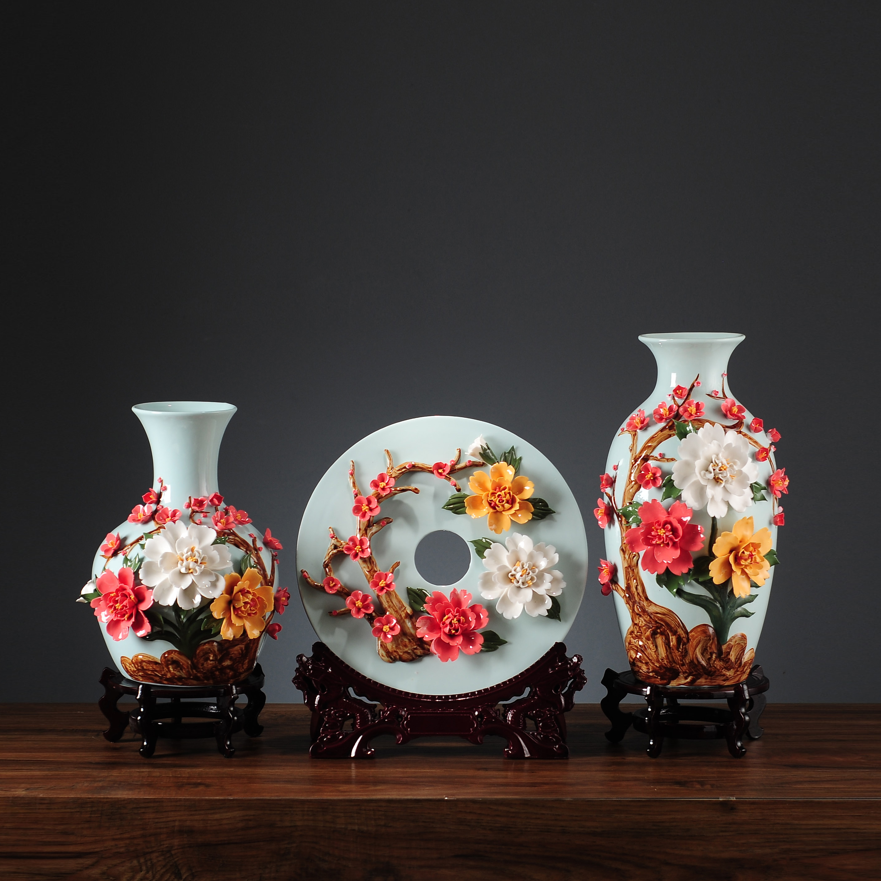 现代新中式陶瓷插花瓶玄关客厅电视柜酒柜家居装饰品手工艺品摆件