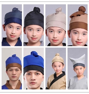 儿童古装汉服古代平民百姓农民掌柜扮演店小二帽子舞台表演男女