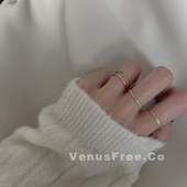 纯手工定制 有钱小姐姐叠戴超闪耀极细镀金闪钻戒指环韩国简约