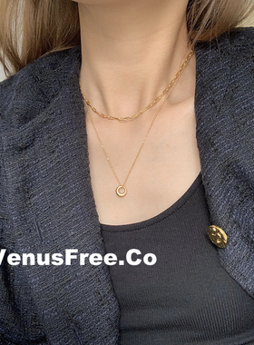 2选不掉色低敏法式超亮锁骨链