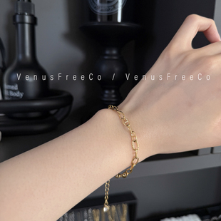 法式经典18k镀金经典猪鼻子高保色链条手链基础款日常叠戴单戴