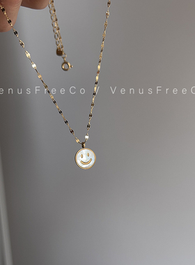 母贝18K镀金笑脸锁骨链