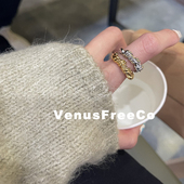 选 韩国博主同款 高保色金银法式 2款 麻花扭扭戒指环 简约叠戴ins