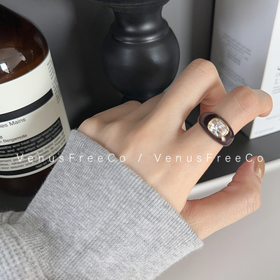 镀18k金大颗钻法式戒指