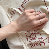 简约防敏 ins韩国 显白显嫩 加细玫瑰金戒指钛钢高保色指环关节戒