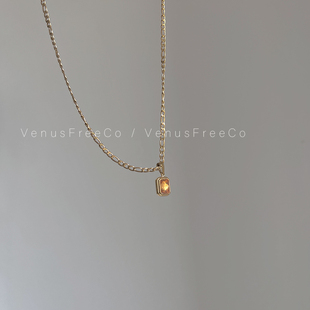 VenusFreeCo落日余晖 绝美黄宝石不褪色18k镀金锁骨链项链叠戴ins