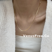 ins博主叠戴B入 定制不掉色2选超细镀金色蛇骨链项链锁骨简约欧美