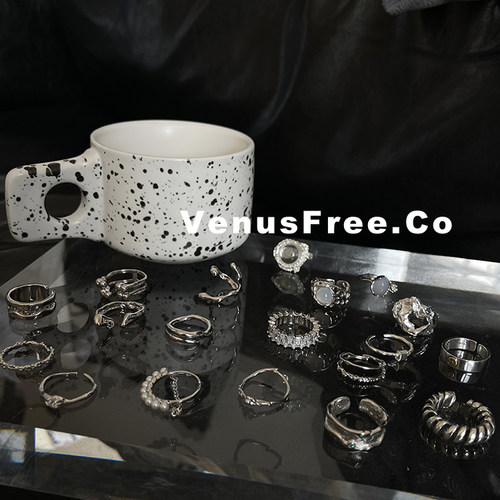 超特别风合集叠戴异形珍珠戒指