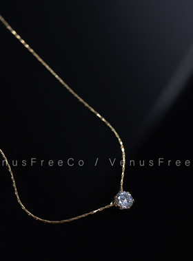 18k镀金闪链一颗闪钻锁骨链