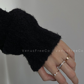 高级感拉满多款 选巨显白玫瑰金不褪色单小钻满排钻细光面戒指叠戴