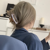 ins 5色都要入 法式 暗蓝奶油透明白色奶茶棕发夹发抓鲨鱼夹韩国