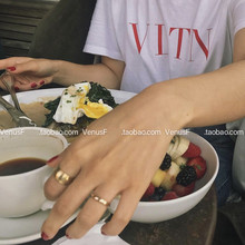 Ins博主同款 不掉色欧美金色戒指指环加宽粗细款简约韩国钛钢男女