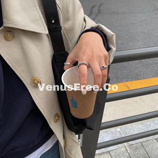 韩国博主同款加粗厚实925纯银复古烧银螺纹麻花戒指环男女极简约