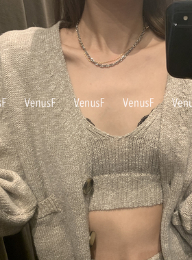 高级特别设计银色粗链条双层细金