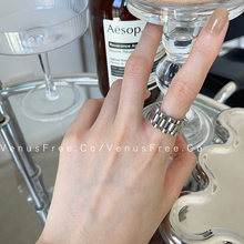 不褪色金银2色 冷淡风简约欧美ins博主链条表带戒指男女叠戴情侣