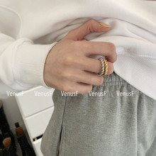 金银两色选加粗麻花高电镀18K金戒指指环男女情侣韩国欧美简约ins