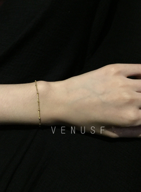 细手链搭款美产14k注金豆豆锁骨