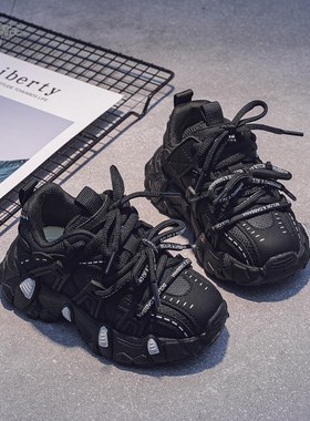 男童老爹鞋软底跑步鞋2025春秋冬季款韩版女童运动鞋加绒儿童棉鞋