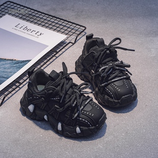 男童老爹鞋软底跑步鞋2026春秋冬季款韩版女童运动鞋加绒儿童棉鞋