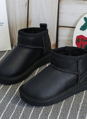 儿童雪地靴2025冬季新款男童棉鞋防水真皮女童加厚保暖防滑短靴子