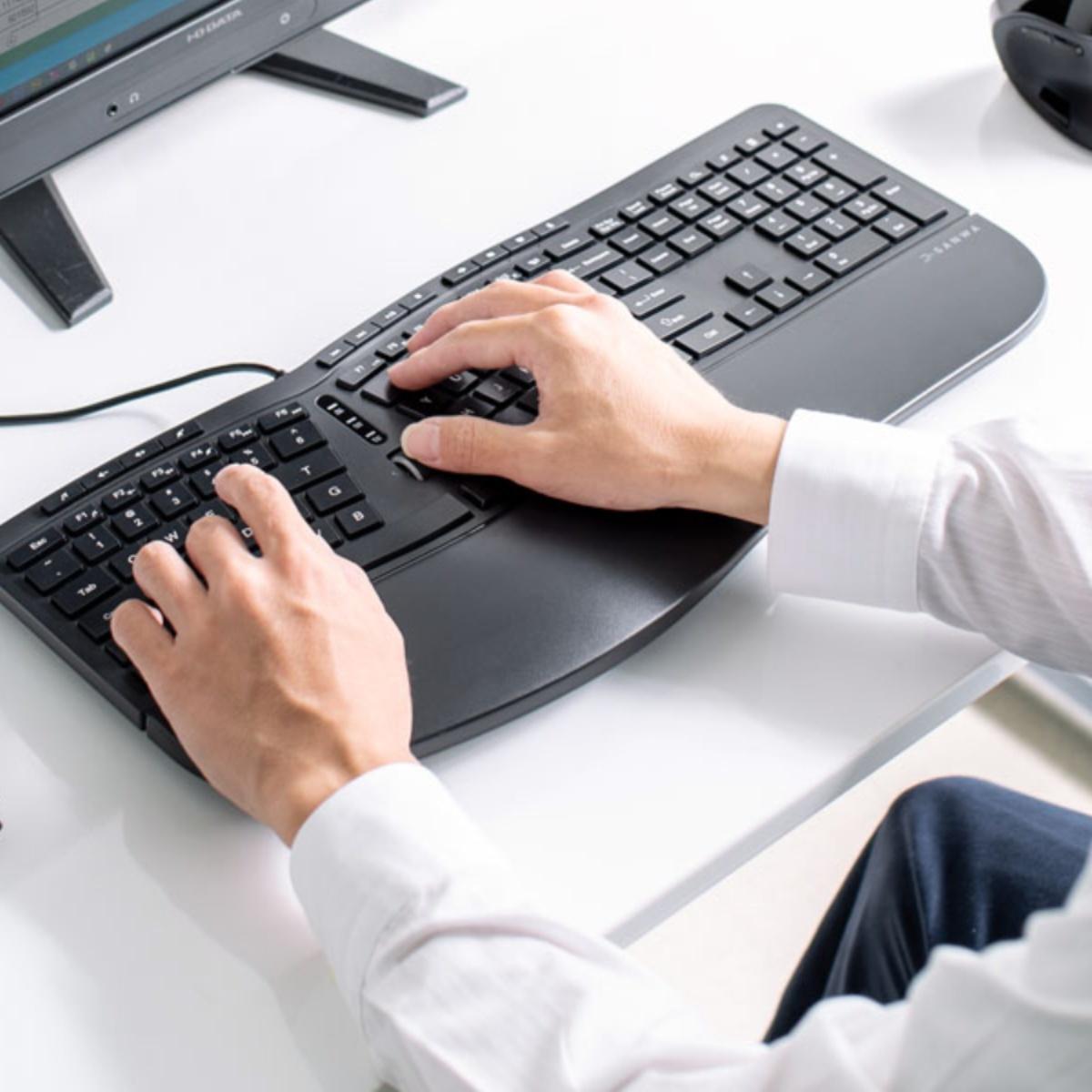 日本SANWA人体工学键盘无线蓝牙带腕托游戏办公家用背光有线打字