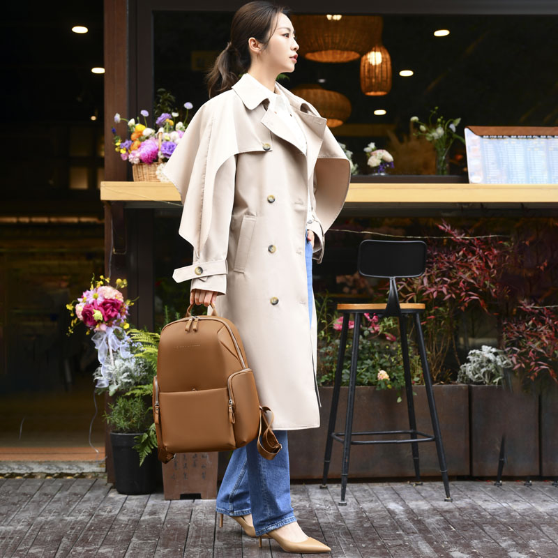 日本SANWA2024新款电脑包双肩包女士百搭潮背包简约时尚休闲