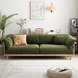 北欧日式 布艺沙发复古灯芯绒二三人沙发组合小户型客厅可拆洗