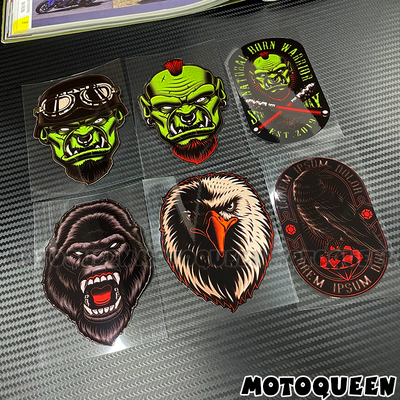 适用复古骑士飞行头盔哈雷印第安无极高金电动摩托车装饰兽人贴花