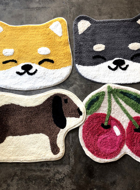 日式可爱造型地垫卡通柴犬脚垫秋田犬52*62cm  2件包邮 樱桃地垫