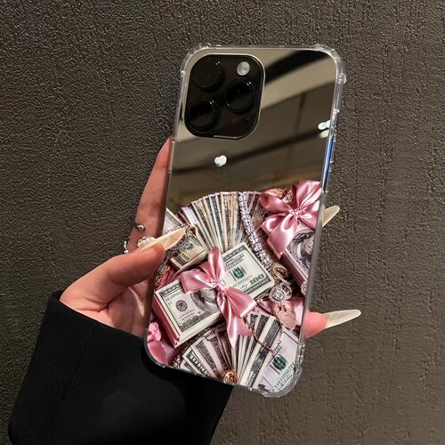 高能量美元蝴蝶结适用iPhone18promax手机壳16美金15Pro苹果14奢华xr补妆12pro少女13创意17镜面7招财8plus潮