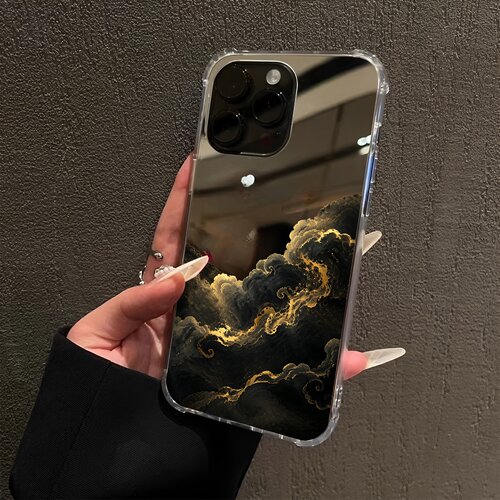 黑金能量适用iPhone18promax手机壳16黑云纳财15Pro苹果14简约xr补妆12pro创意13情侣17镜面8plus搞钱xsmax潮