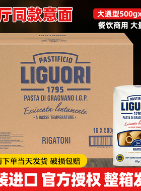 Liguori意古礼大通形意大利面500g*16袋整箱低脂肪意粉意面通心粉