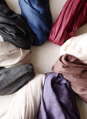 文艺素色棉麻围巾女士长款纯色薄款新疆西藏旅游防晒纱巾装饰披肩