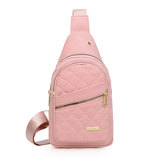韩版简约斜挎包女士胸包新款多层绣线大容量胸前背包户外休闲