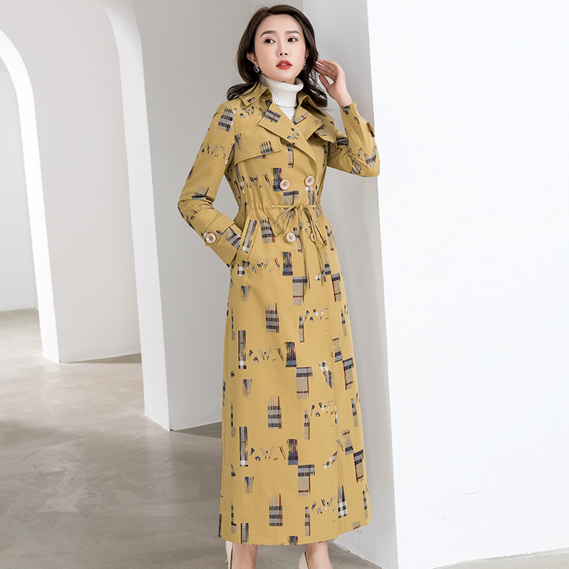 派克春秋韩版过膝超长款宽松风衣