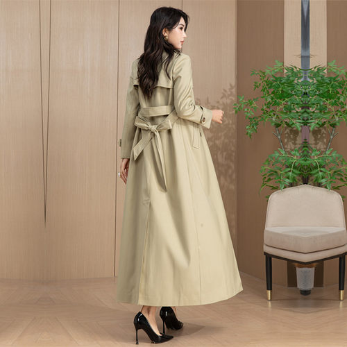 赫本风女超长款风衣2025新春秋时尚过膝外套加长版到脚踝经典大衣