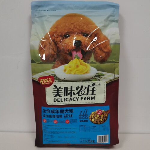 开饭乐美味农庄5kg成犬粮添加蛋黄海苔通用宠物泰迪贵宾狗粮10kg