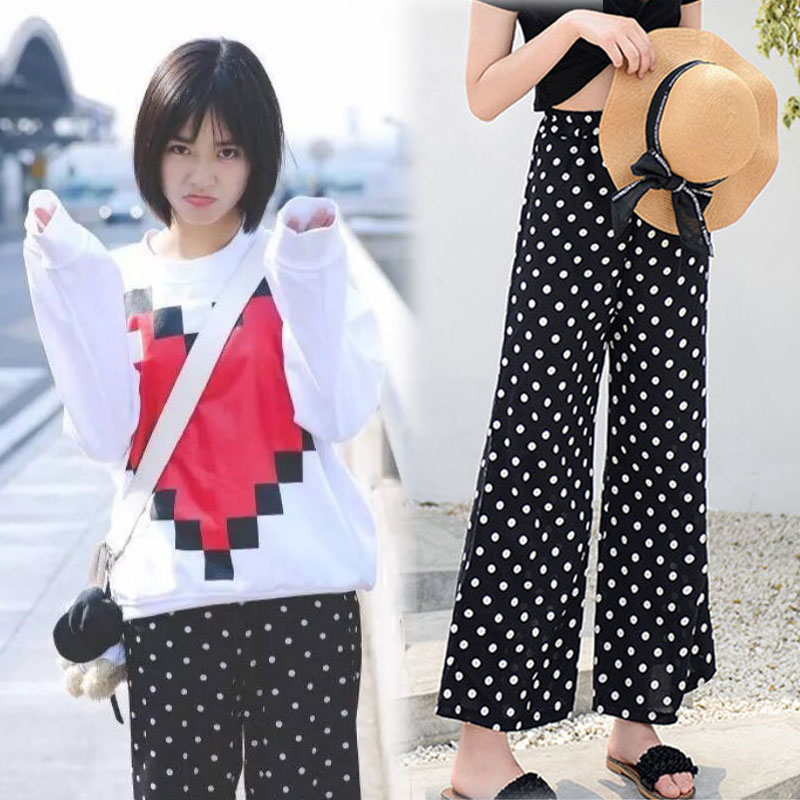 高腰松紧要高腰阔腿裤阔腿裤