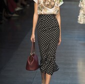 鱼尾裙波点半身裙女春夏2026新款 包臀裙雪纺高腰显瘦长裙 中长款