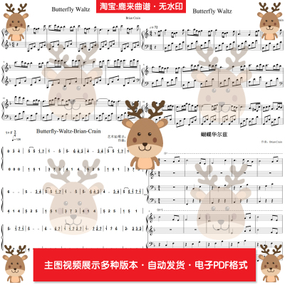 Butterfly Waltz 共11个版本 钢琴谱 钢琴简谱 电子格式