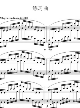 大海 Etude Op. 25 No.12 肖邦练习曲 钢琴谱 电子格式