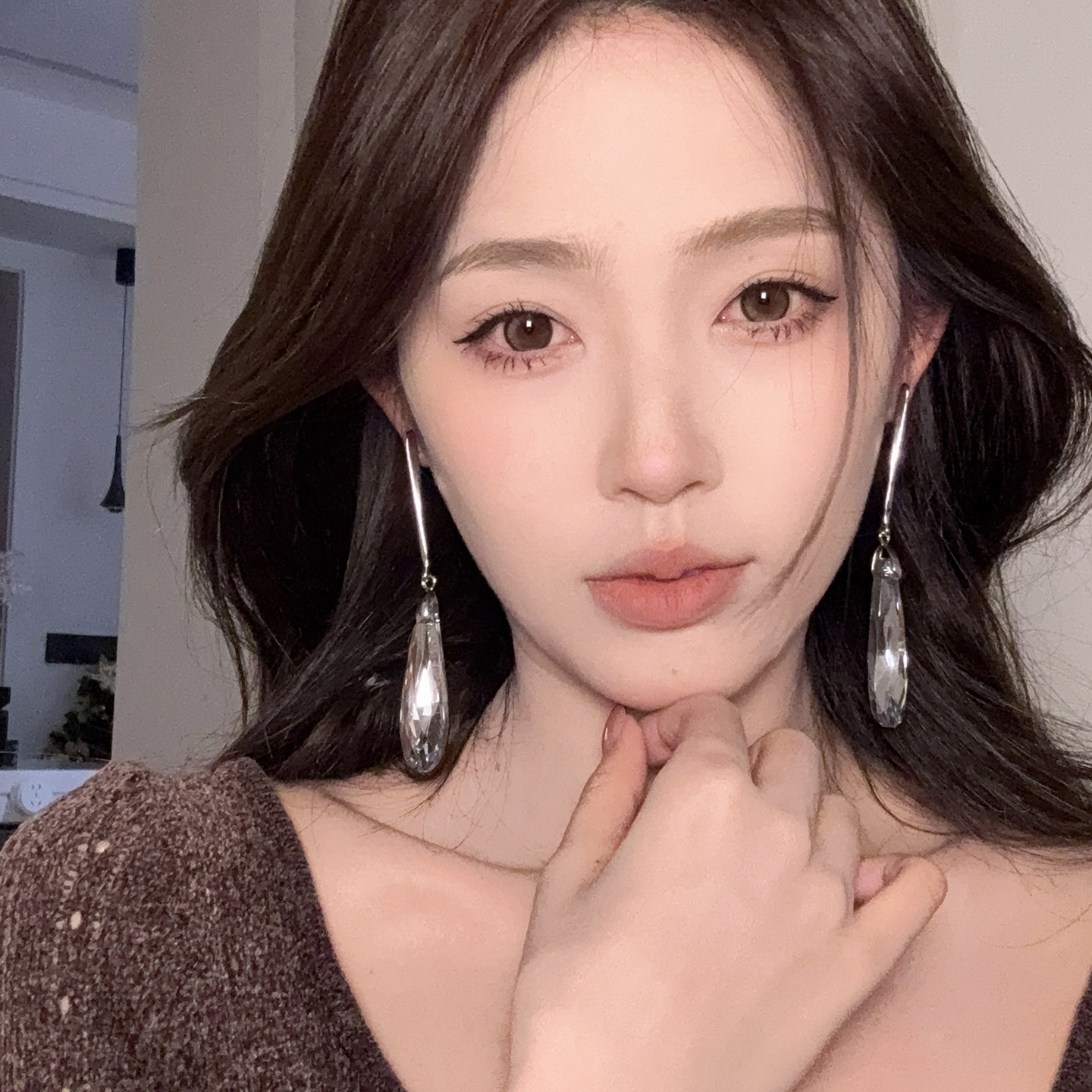 复古夸张大水滴流苏耳环女轻奢高级感独特闪钻耳钉设计感大气耳饰
