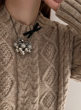 欧美冷淡风夸张金属圆珠项链女简约百搭短款颈链毛衣 ins潮卫衣链