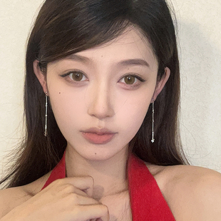 极简冷淡风长款碎银流苏耳环高级感独特小众简约耳饰气质百搭耳坠